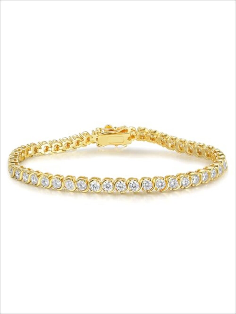 3.0mm S Shape Tennis Bracelet 18K Gold Plated Cubic Zirconia Link